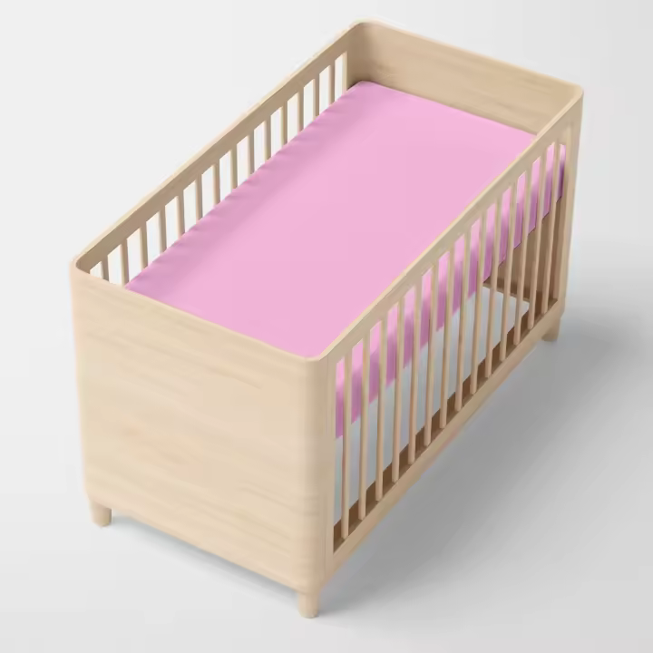 Happyfriday- Basic Bajera cuna Rosa, Bajeras infantiles 100% Algodón, calidad de 150 TC, Fabricado en España - 1