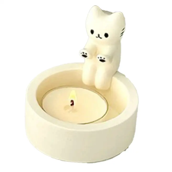 Portavelas de Gatito Encantador Decoración de Escritorio Regalos de Cumpleaños Aromaterapia Grillados Unisex Made in China - 1