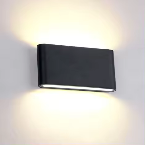 Porcheddu Lámpara de 12 W para interiores y exteriores, de aluminio, con iluminación Hacia Arriba y hacia Abajo, Luz Cálida para dormitorio, Hogar, pasillo, Sala de estar, Escalera (Negro) - 1