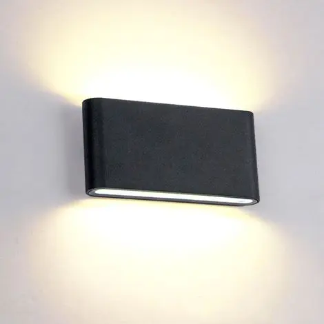 Porcheddu Lámpara de 12 W para interiores y exteriores, de aluminio, con iluminación Hacia Arriba y hacia Abajo, Luz Cálida para dormitorio, Hogar, pasillo, Sala de estar, Escalera (Negro) - 1