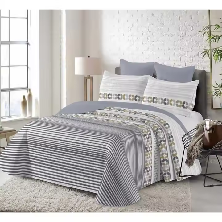MULTIHOGAR-Colcha multiuso REVERSIBLE ESTAMPADA para Cama 90/105/135/150Cubrecama Fina, para Primavera, Verano y Entretiempo, Incluye Funda de Cojín - 1