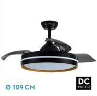 FABRILAMP Ventilador Dc Nalon 72w Negro/madera Oscura 3aspas109d 7200lm 3000k,4500k,6000k Remoto+memoria+temporizador Incluye mando a distancia y dos tijas de 10 y 25 centímetro Productos originales calidad de confianza - details 0
