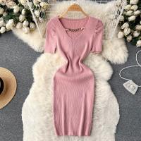 Vestido De Verano Con Diseño De Cadena Y Mangas Cortas Estilo Coreano Ajustado Para Mujer Vestido De Fiesta Mini De Cintura Alta Con Cierre Pullover - details 1