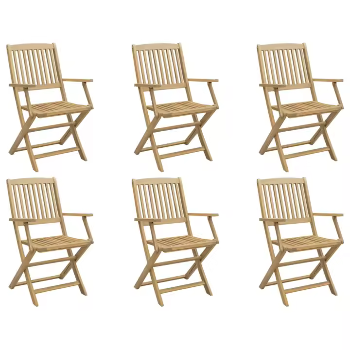 Sillas Jardín pliegues 6 UDS Madera Maciza Acacia 54,5x58x90cm - 1