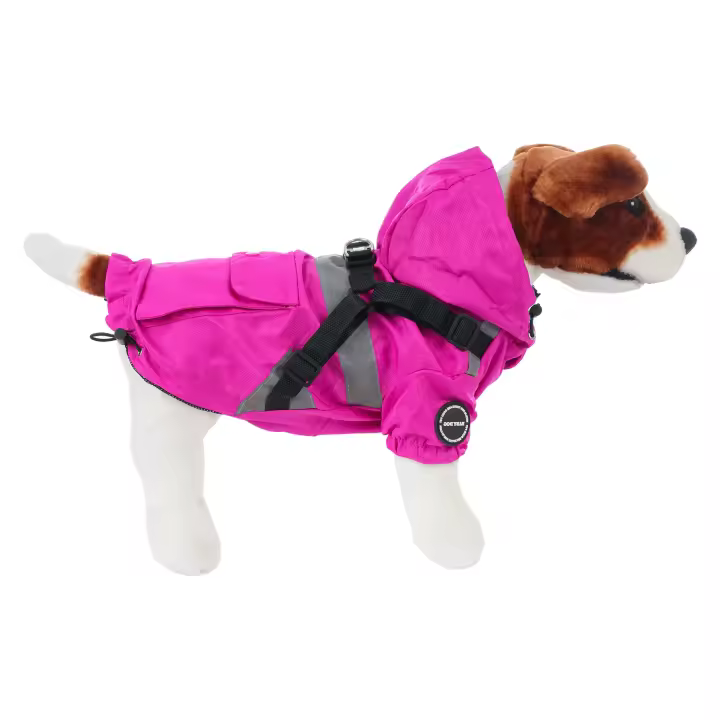 DEKORA SOUL Chubasquero para Perros Pequeños y Medianos con Arnés Integrado - Capa Impermeable con Capucha y Reflectantes - 1