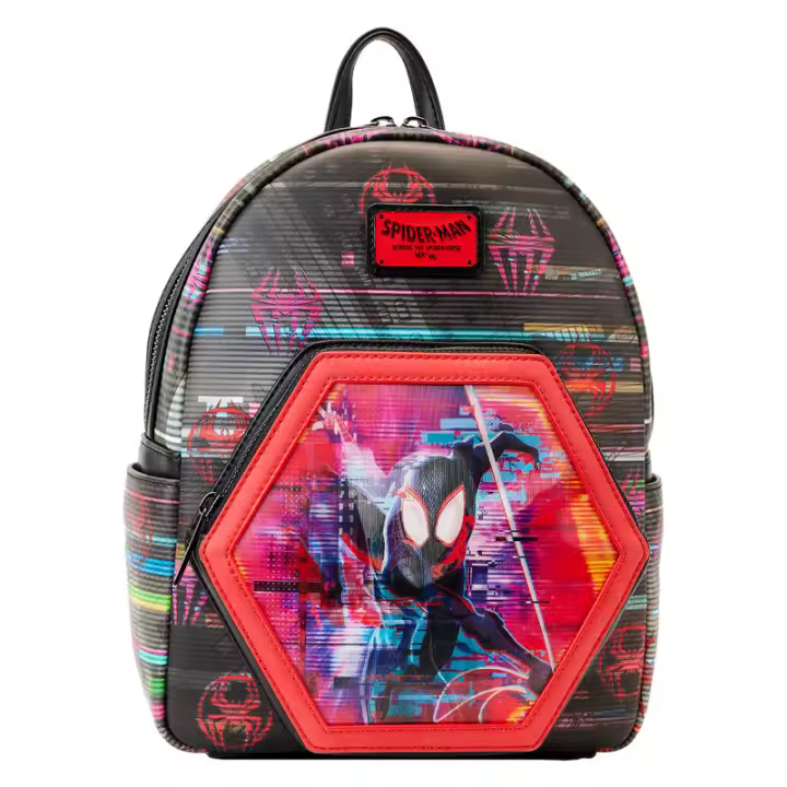 Mochila lenticular Cruzando el Multiverso Spiderman Marvel Loungefly 27cm. Mochila ergonómica con amplio espacio. Diseño resistente y versátil para llevar tus pertenencias con estilo. - 1