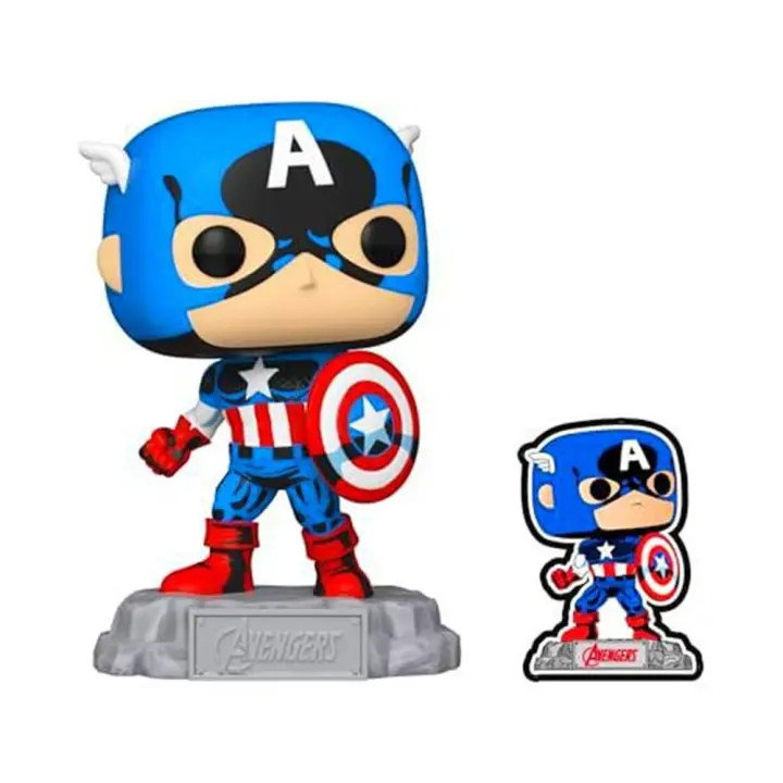 Funko pop marvel a60 - comic capitan america con pin - 1