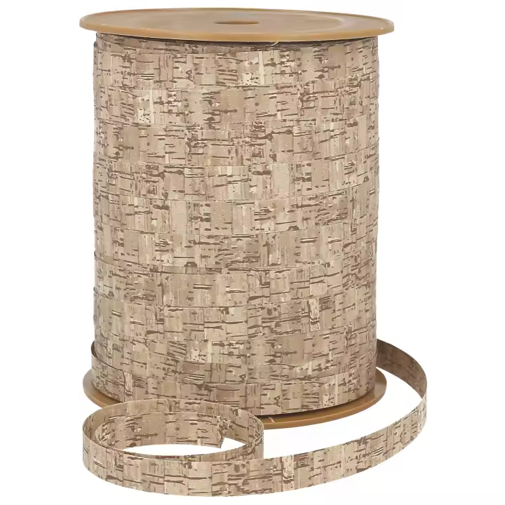 Cinta para Lazos Rustica Corcho 1cm Ancho | Decoración Natural y Rústica para Regalos y Detalles | Estampado Doble Cara | Resistente y Manejable | Bobina 10/200m - 1