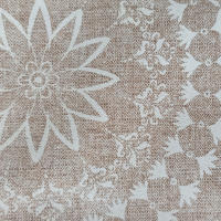 LaFábricadelasTelas - Falda Mesa Camilla Rectangular Primavera Verano Loneta estampada mandalas algodón color beige y gris. Faldón Faldilla enagüilla - details 7
