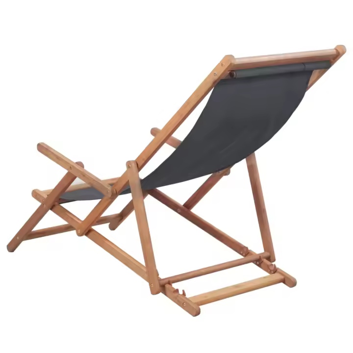 Silla de Playa plegable de Tela y Estructura de Madera Gris - 1