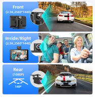 Cámara De Dashboard 7' DVR 2.5K Con Navegación GPS Y Control De Voz Compatible Con Carplay Y Android Auto Cámara Trasera Inalámbrica Monitor De Coche FM AU - details 3