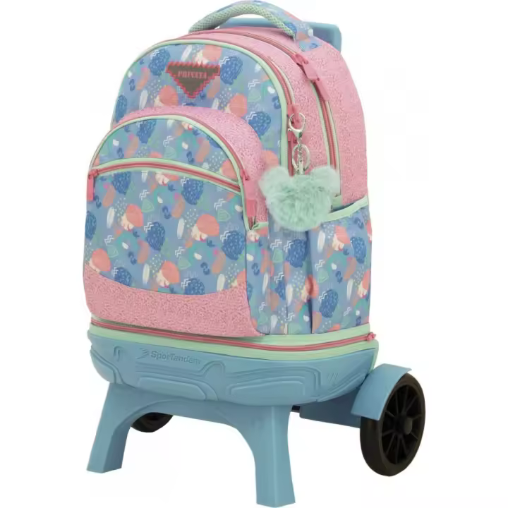 Mochila Carro Compacta Desmontable con Ruedas Grandes Privata Fun - Rosa Kids Bags - Medidas: 34.5x44.5x23 cm - para Niños - 1