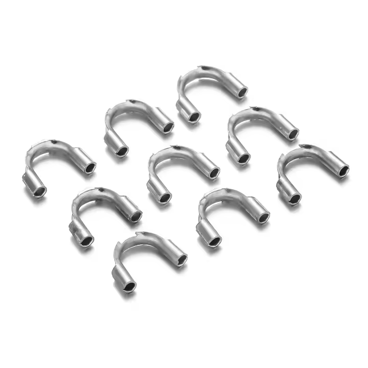 50Pcs Protegedores De Hilo De Acero Inoxidable En Oro Para Joyería DIY Conectores De Anillo U Protección Para Hilo - 1