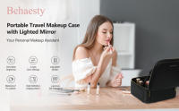 Bolsa De Maquillaje Para Viaje Behaesty Con Espejo LED Ajustable Y Divisores Impermeables Estuche De Maquillaje De Tren En 3 Colores - details 0