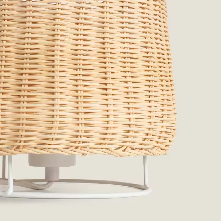 LEDKIA LIGHTING - Lámpara de Mesa de Ratán Gondia | Diseño Mediterráneo | Fabricación Artesanal | Potencia Máxima 40W | IP20 Interior | Versátil y Portátil, Natural, Mimbre - 1