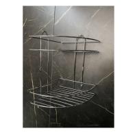 Estantería de baño cromado , estante esquinero , cesta de ducha, estante de ducha, soporte de pared cromado, organizador de ducha (2 niveles) 29 x 23 cm - details 2