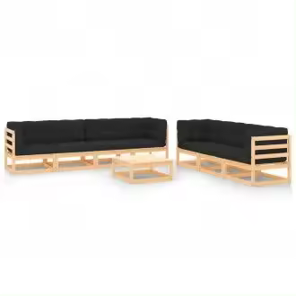 VIDAXL 3083805 conjunto modular de muebles de jardín hechos de madera con juego de cojines gris vida xl - 1
