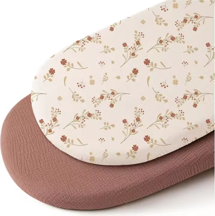 MOV-Juego de sábanas para cuna de bebé de 2 piezas, con estampado de hilo de algodón transpirable y agradable para la piel, colchón de cuna, funda extraíble y lavable - 1