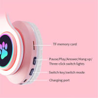 Auriculares Bluetooth Con Orejas De Gato Lindo LED Flash Stereo Plegables Inalámbricos Con Micrófo TF FM Para Niñas Regalos De Niños - details 9