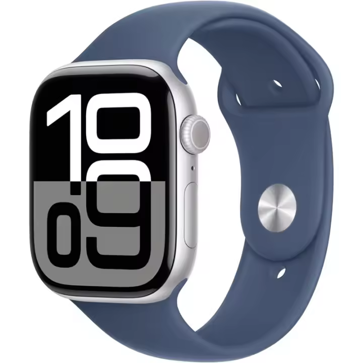 Apple Watch Series 10 GPS Celular 46mm Ca Plata Aluminio Cinturón Deportivo Vaquero Talla S/M - 1