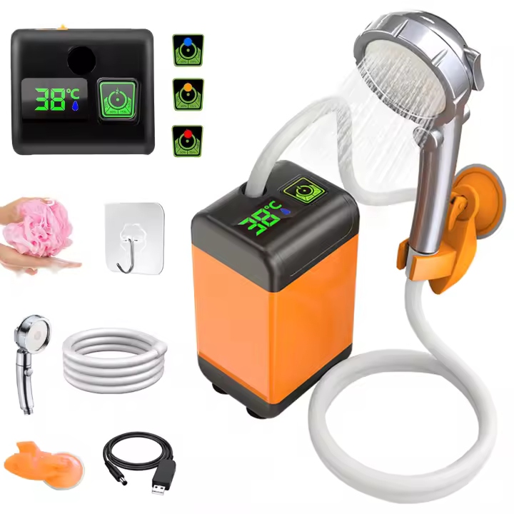 Showers Eléctricas Portátiles Para Camping Y Jardín Con Pantalla Digital Y Ajuste De Temperatura 4800/6000/7800mAh Para Lavado De Coche Y Mascotas - 1