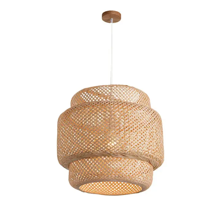 Lámpara Colgante De Bambú Moderna De 30cm Artesanal Para Sala De Estar Comedor Dormitorio Lámpara De Luces De Ambiente - 1