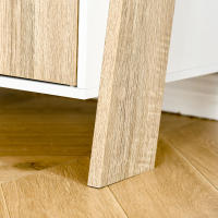 HOMCOM Estantería en Forma de Escalera de Madera Librería con 3 Estantes y 1 Armario de Almacenaje Estilo Nórdico Moderno 60x40x171 cm Roble y Blanco - details 3