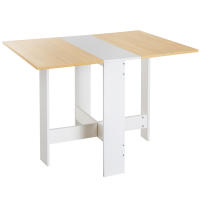 HOMCOM Mesa Plegable de Comedor, Mesa de Cocina Plegable, con Alas Abatibles, para Salón, Espacio Pequeño, 103x76x73,5 cm, Blanco y Roble - details 0