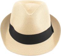 Sombrero de paja Hombre Mujer para Adulto Sombrero Panamá Fedora Perfecto para Verano Protección Solar UPF 50+, Gorro Fresco y Transpirable, Ideal para Playa, Fiestas, Bodas, Celebraciones, Actividades al Aire Libre, Moda Casual - details 0