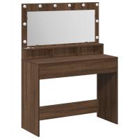 Mesa de tocador vidaXL con luces LED en color Roble Marrón, 100x41x135 cm - details 1