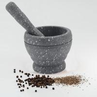 MAXHOME-Juego de mortero de resina clásico,Mortero Quttin Negro (11 x 9 cm), guacamole, hierbas, molinillo de especias, cuenco, molinillo de alimentos, barra de mezcla, utensilios de cocina (textura de granito) - details 4