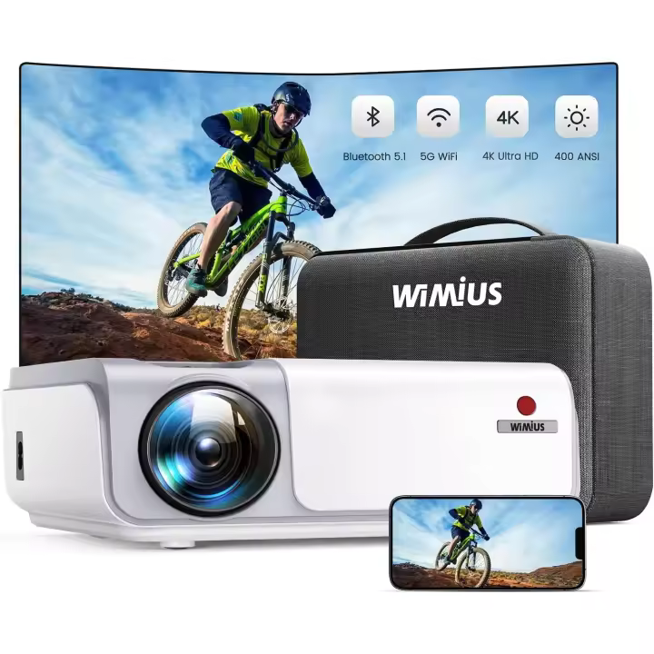 WIMIUS VIDEO Proyector W1. Proyector WiFi Bluetooth 9800 Lúmenes, WiMiUS Proyector Full HD 1080P - 1