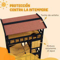 PawHut Caseta para Gatos de Madera 84x60x116 cm Casa para Gatos de 4 Niveles Refugio para Gatos con Puente Colgante Balcón y Techo Asfáltico Natural - details 4
