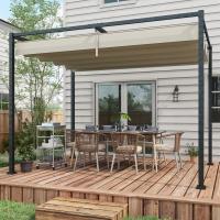 Outsunny Pérgola 3x2 m Cenador de Jardín con Techo Retráctil de Poliéster con Recubrimiento Resistente para Celebraciones Fiestas Bodas - details 1