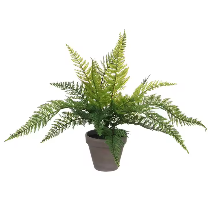 Helecho verde pvc con maceta gris 40x11.5cm - 1