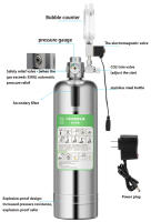 Generador De CO2 Para Acuario 1L 2L Sistema De Generador De Cilindro CO2 Inyección De Agua En Acero Inoxidable Con Medidor De Burbujas Para Plantas Acuáticas - details 0