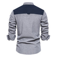Camisa Oxford de talla europea para hombre, tops informales de manga larga con bloques de color de alta gama, primavera 2024 - details 2