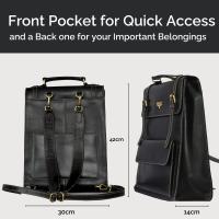 Mochila de cuero auténtico marca IULIUS para portátil 15,6" – Ejecutiva, elegante y resistente | Alta calidad unisex | Ideal para oficina, viajes o universidad | Diseño premium con herrajes metálicos dorados - details 1