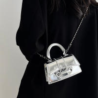 Bolso De Hombro Pequeño Y Vintage Para Mujer En Color Plata Estilo Mini Cruzado Material PU Con Lining De PVC - details 1