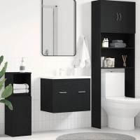 vidaXL Armario para lavabo madera contrachapada 60x38,5x46 cm en color Blanco/Roble negro/Roble Sonoma y más | almacenamiento funcional diseño moderno para baño dormitorio sala - details 1