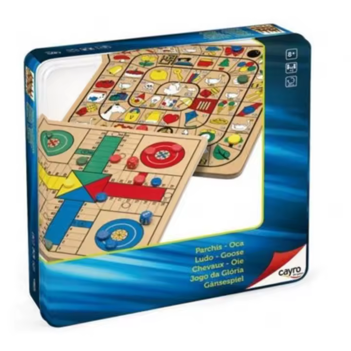 PARCHÍS - OCA DE MADERA METAL BOX CAYRO 752 JUEGOS DE MESA - 1