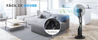 Ventilador Pulverizador de Pie 90W con Ruedas, 3 Velocidades + Función Humidificador Nebulizador - Tanque 2.8L, Oscilación 70°, 5 Aspas Silenciosas, Ideal para Interiores/Exteriores, Diseño Negro Moderno, 44.5x120 cm - details 5
