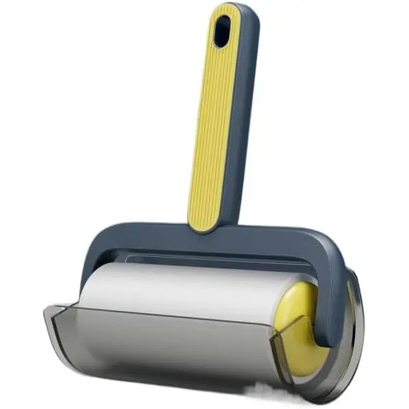 Rodillo quitapelusas adhesivo, kit para quitar pelos de mascotas, cepillo adhesivo para ropa, alfombras, asientos de coche, polvo, perros y gatos (amarillo) - 1