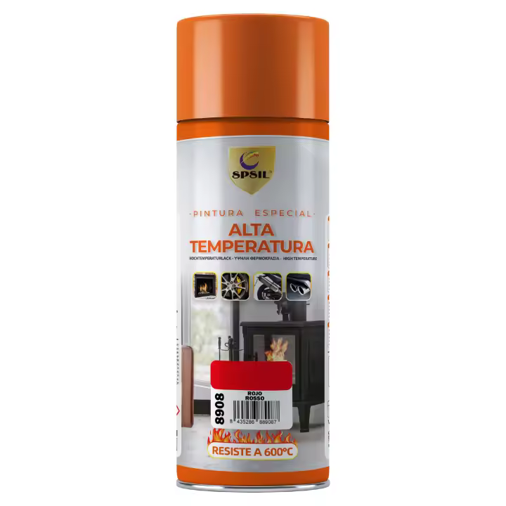 Spsil Pintura en Spray Profesional de Alta Temperatura 400ml - Para Metal, Madera y Más - Resistente hasta 600°C - 1