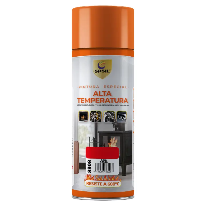 Spsil Pintura en Spray Profesional de Alta Temperatura 400ml - Para Metal, Madera y Más - Resistente hasta 600°C - 1