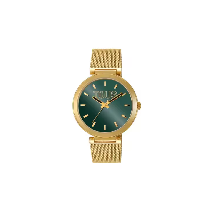 Reloj Tous analógico con esfera verde y brazalete dorado S-Mesh Mirror 3000142600 TOUS - 1