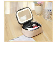 Bolso De Maquillaje Portátil Con Luz LED Y Espejo Organizador De Joyas Colgantes Y Anillos Caja De Almacenamiento De Cosméticos Material PU Estilo Fashion - details 12