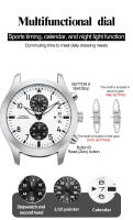 Reloj De Pulsera De Cuarzo Para Hombre SINOBI Estilo Casual Diseño Moda Cronógrafo Resistentes Al Agua Y Al Choque Con Correa De Cuero Relogio Masculino I-W-C - details 6