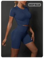 SSITO Nuevo conjunto de Pantalones cortos de manga cortos de Yoga de color sólido de melalgodón sin costura para correr, deportes y Fitness conjunto de Dos piezas - details 24