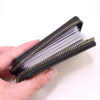 Cartera De Tarjetas De Negocio Para Hombres Y Mujeres En Gris PU Cuero Protegido Monedero Con Cierre De Cremallera 20 Espacios Para Tarjetas - details 2